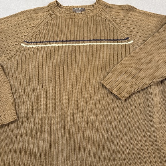 sweater Eddie Bauer mens xxxl Crew Neck Pullover KHAKI GRN 100% Cotton Heavy - Picture 1 of 9